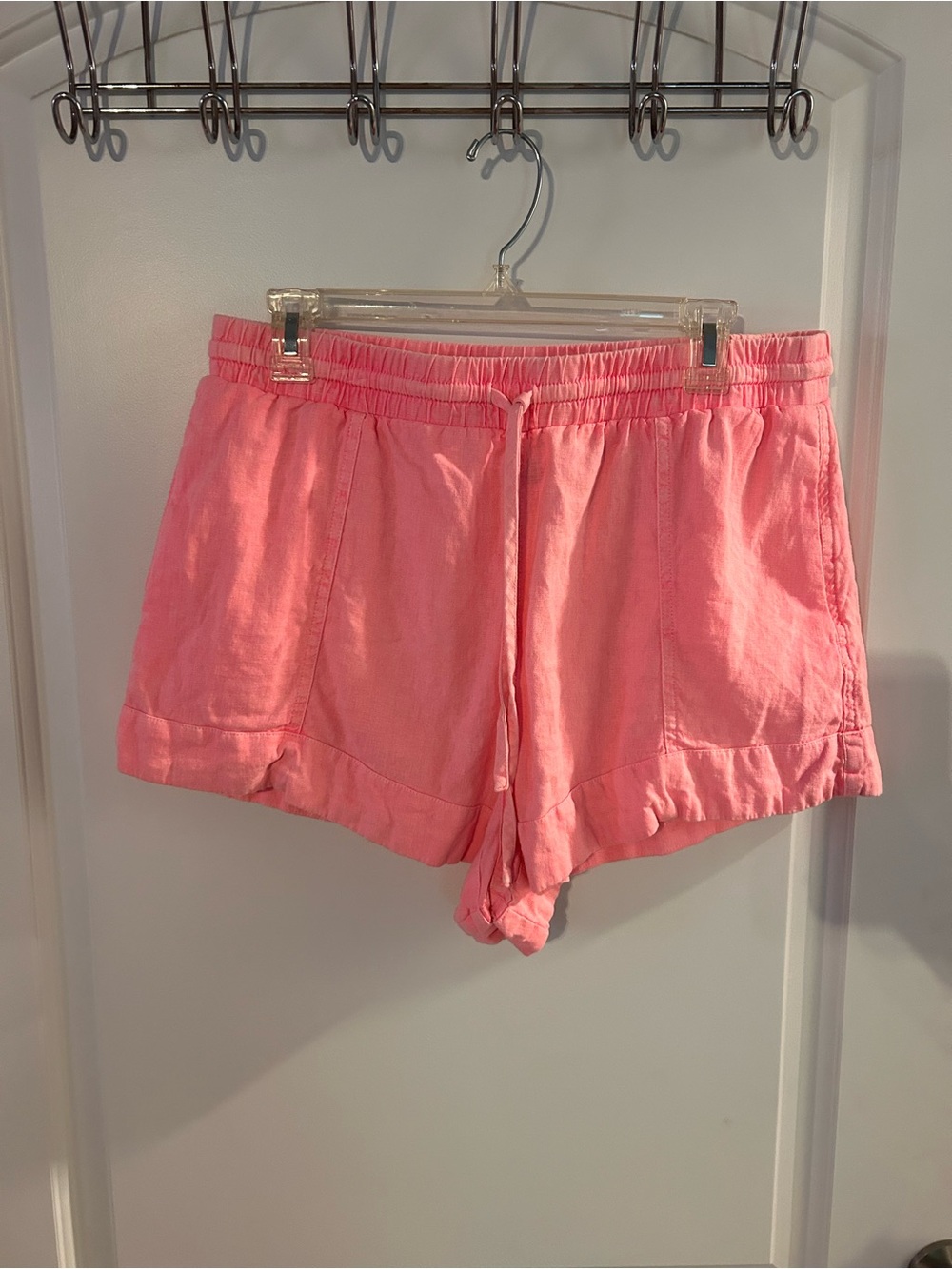 Universal Thread Pink Drawstring Linen-Blend Athletic Shorts